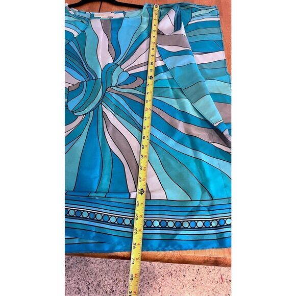 MICHAEL KORS HANDKERCHIEF BLUE PRINT PONCH TUNIC BLOUSE SZ M - Picture 10 of 10